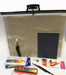 Executive art pack containing polycarrier, sketch book. pencils, eraser, sharpener, watercolour tin, brushes, acrylic set