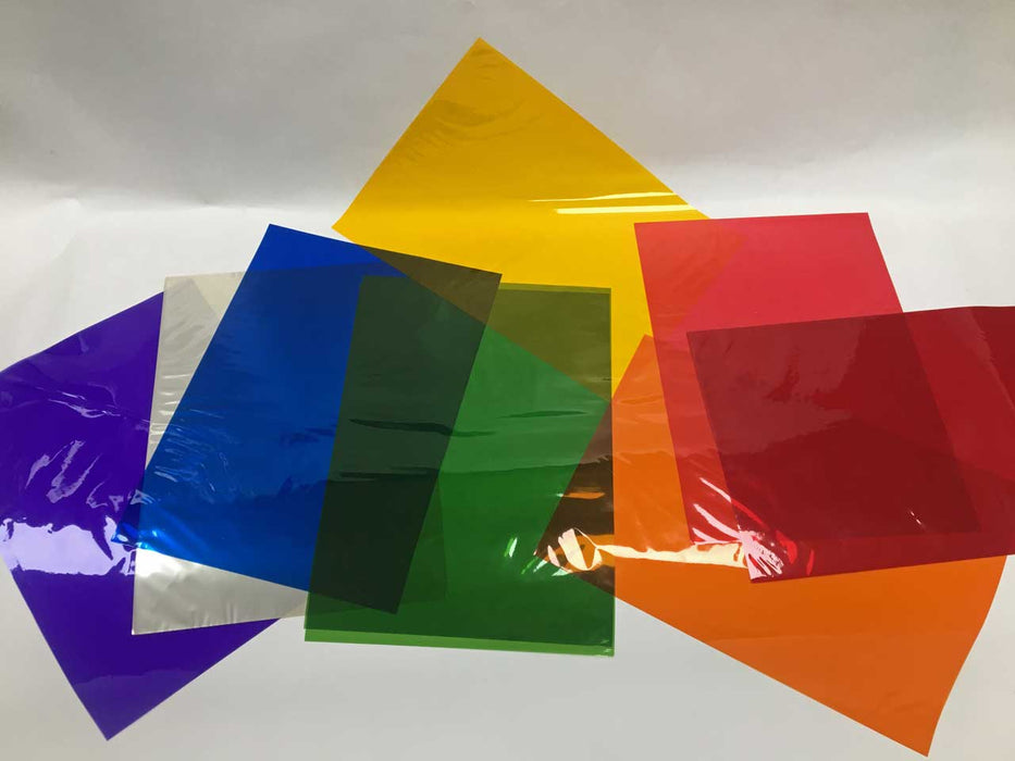 Brightly coloured Cellophane sheets