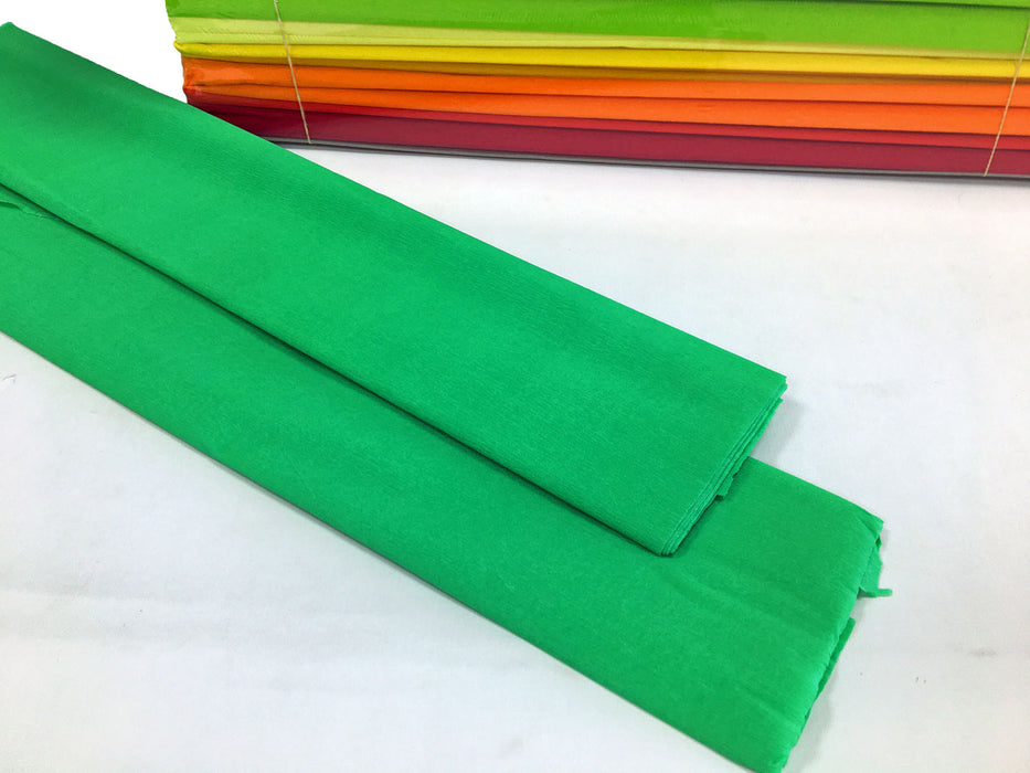 Two folds of mid green coloured crepe paper