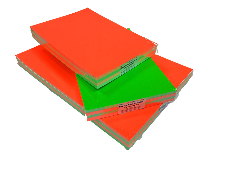 Packs of  A3 and A4 Day glo coloured card assorted
