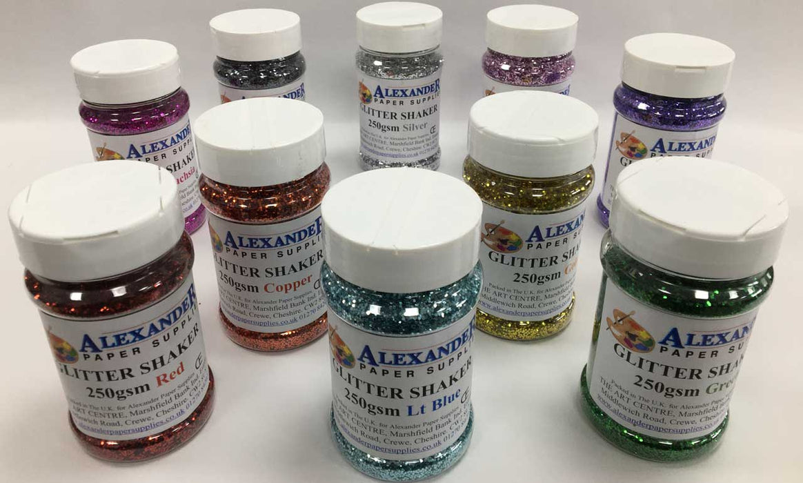 10  250grm jars of coloured glitter