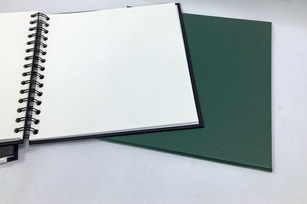 Square spiral sketchbook with green cover