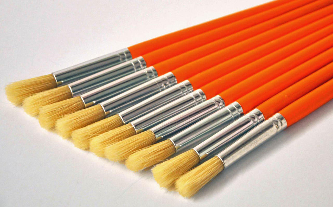 10 short handled hog bristle brushes