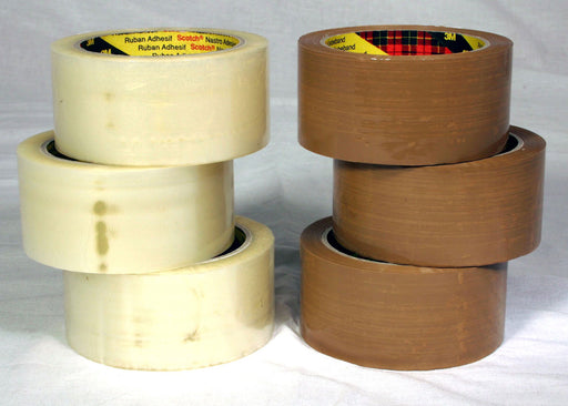 6 rolls parcel tape clear & buff