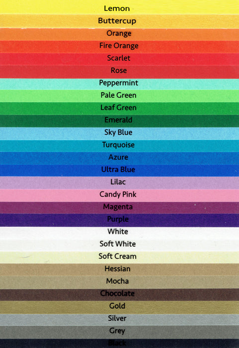 Colour swatch of poster paper colours