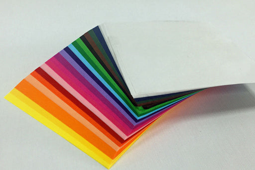 Stack of brightly coloured tissue paper sheets