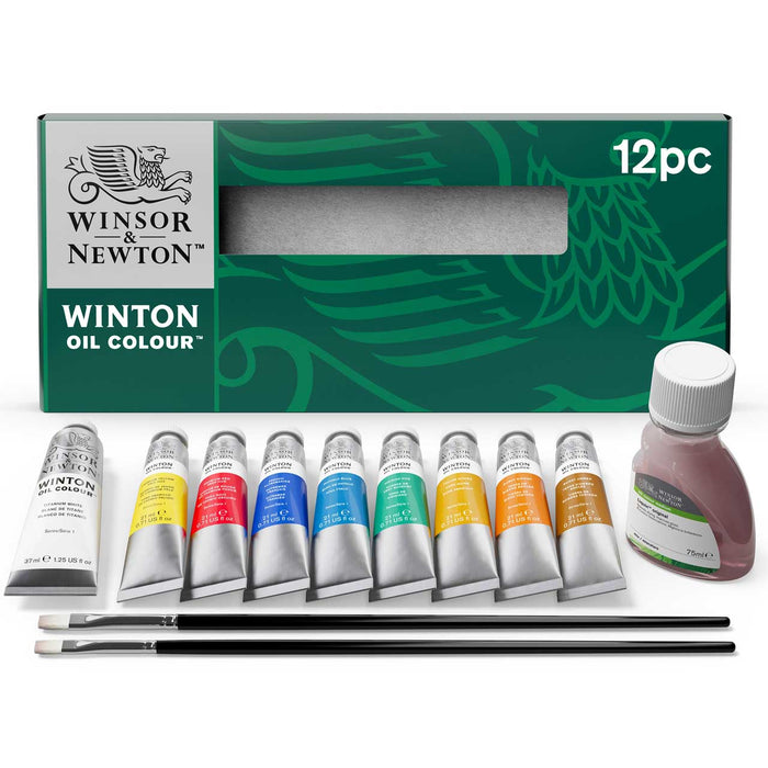 Set of oil paints and accessories