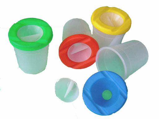 Four non spill water pots with lids