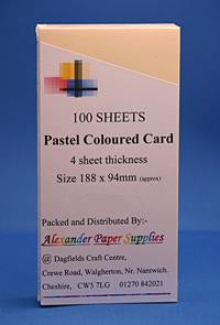 100 Sheets 94mm x 188mm Pastel Coloured Card-Cream
