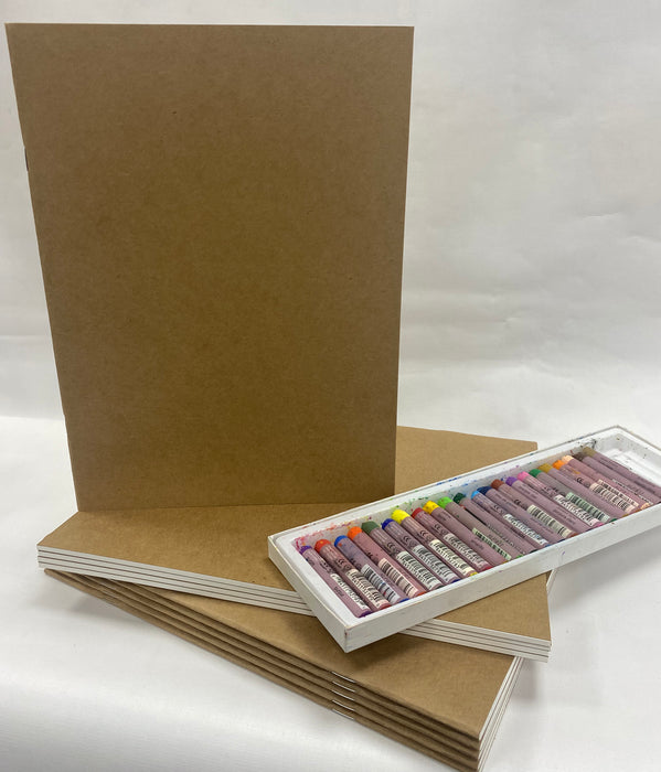 Natural cover sketchbooks with pack of oil pastels