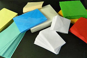 Assortment of sizes and colours of envelopes