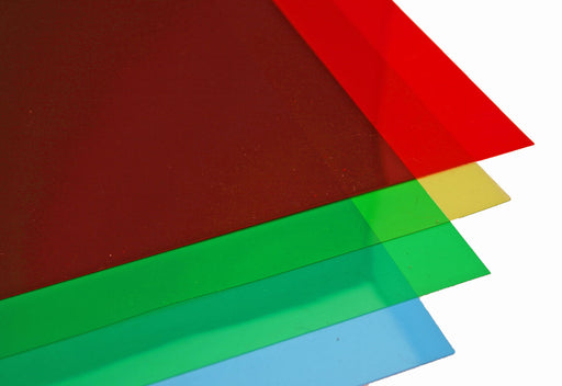 Assorted coloured sheets of acetate