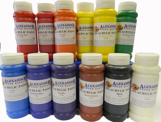 12 bottles of Acrylic paint 500ml Bright range of colours