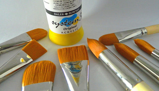 8 jumbo artist brushes with a jar of paint