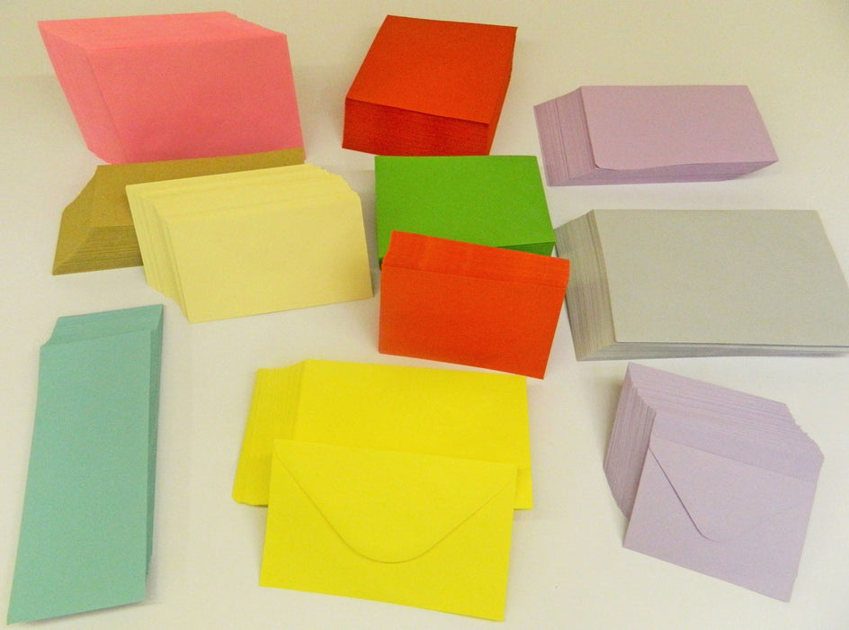 Stacks of large quantity of coloured envelopes
