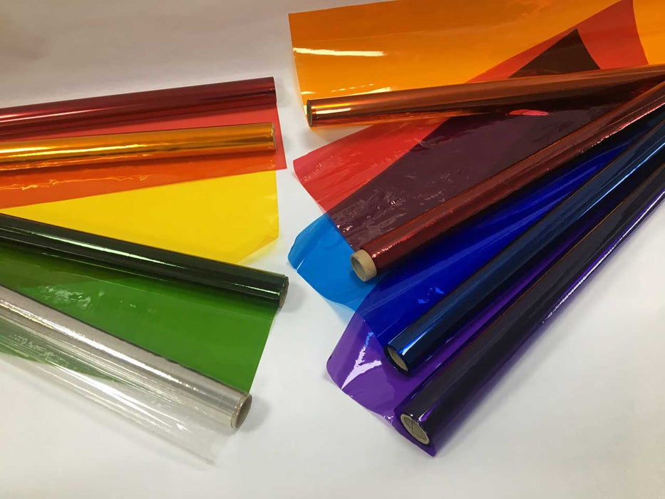 Assortment of brightly coloured Cellophane rolls