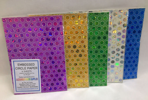 five packs of coloured holographic circle paper