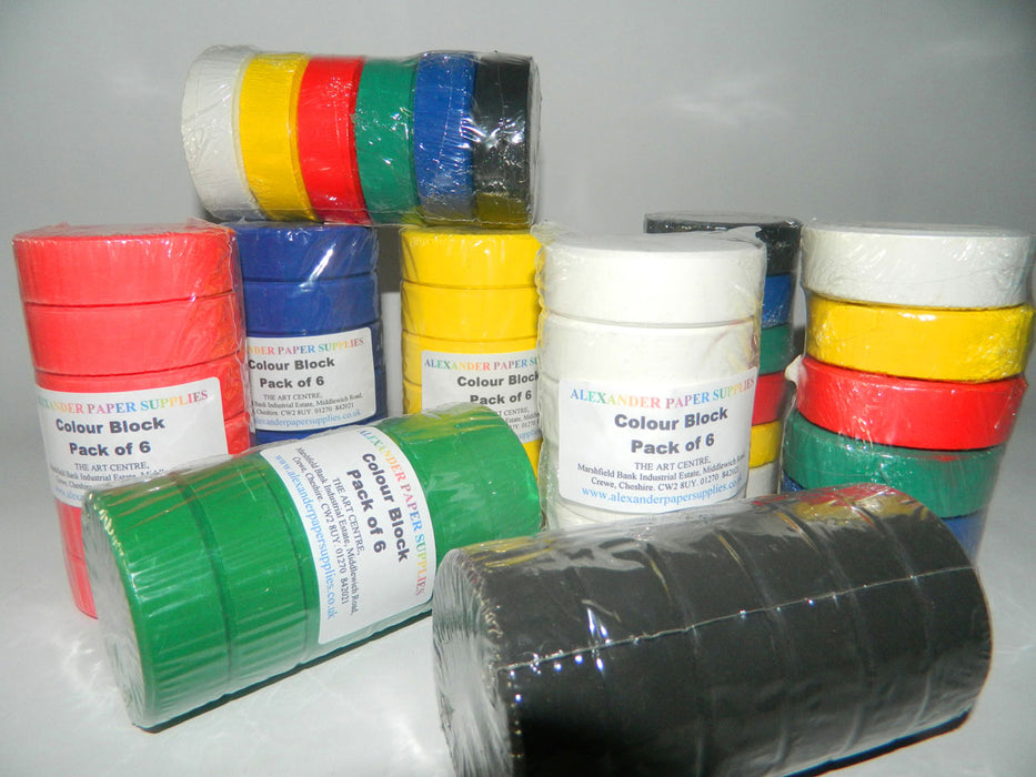 Colour Blocks paints in various colours