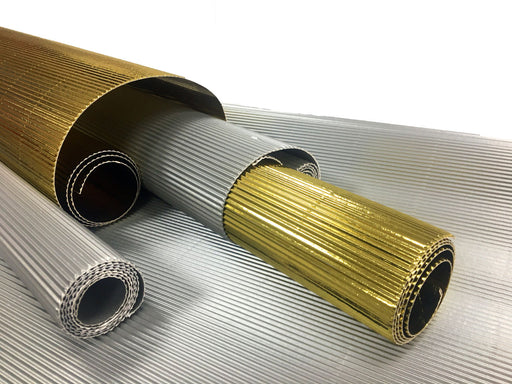 Rolls of metallic corrugated cardboard