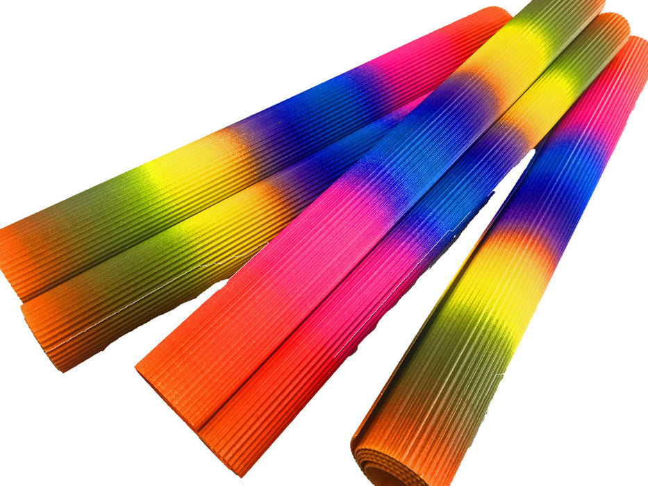 5 Rainbow coloured corrugated cardboard