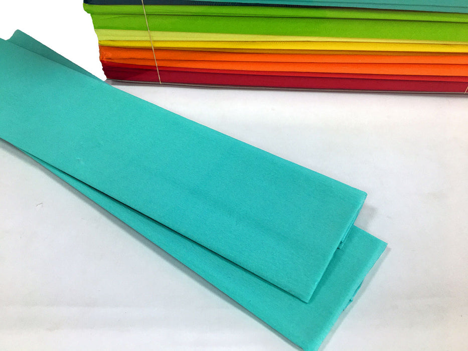 Two folds of pastel blue coloured crepe paper