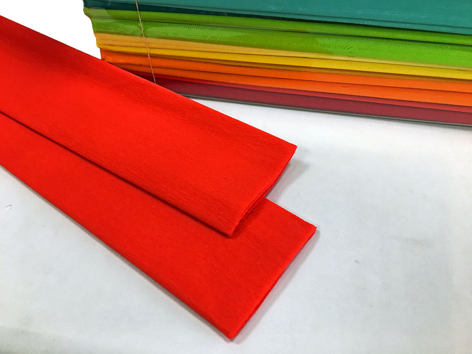 Two folds of red coloured crepe paper