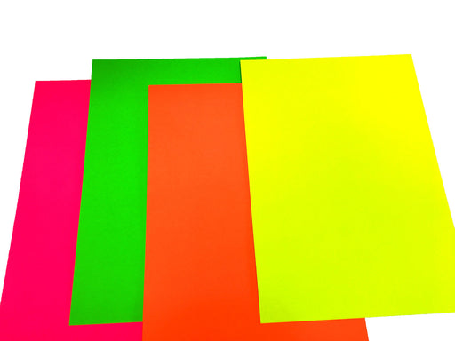 Four sheets Day glo coloured card