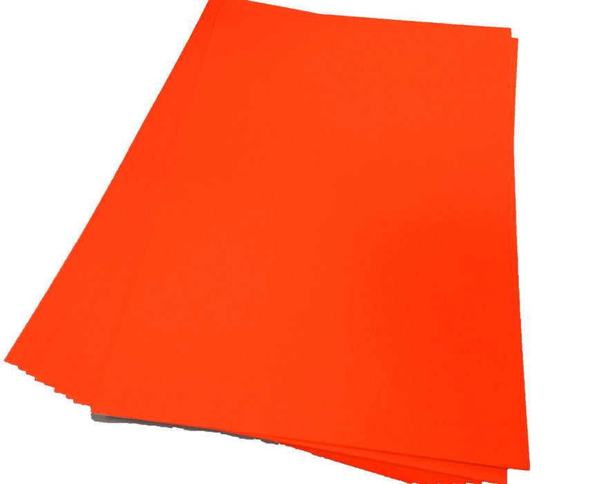 Sheets of Day glo coloured card orange