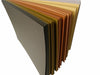 Loose sheets of card in assorted Earth-tone colours