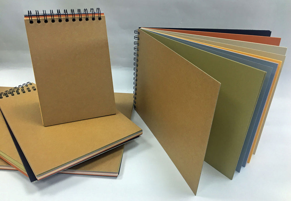 Earthtone spiral sketchbooks in various sizes