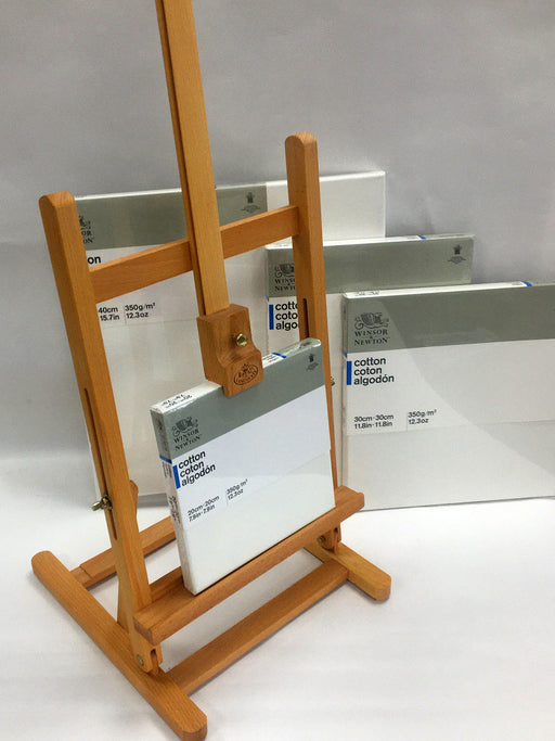 Table top easel and artists canvases