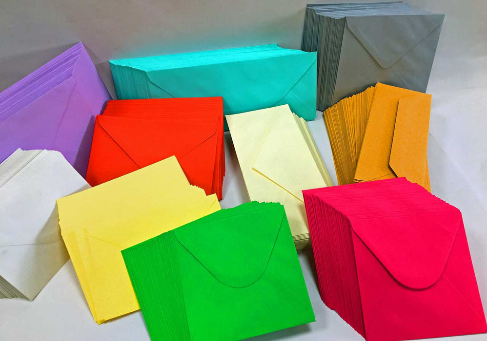 Coloured envelopes in assorted sizes 