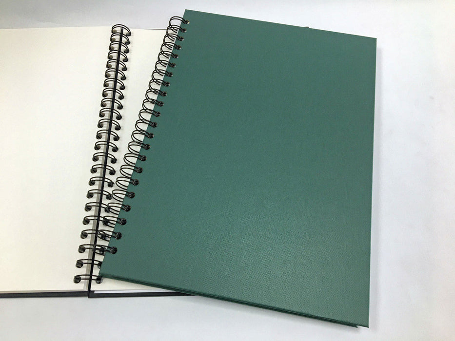 Casebound spiral sketchbooks with bottle green cover
