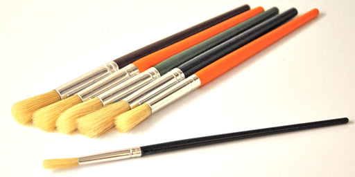 6 short handled hog bristle brushes