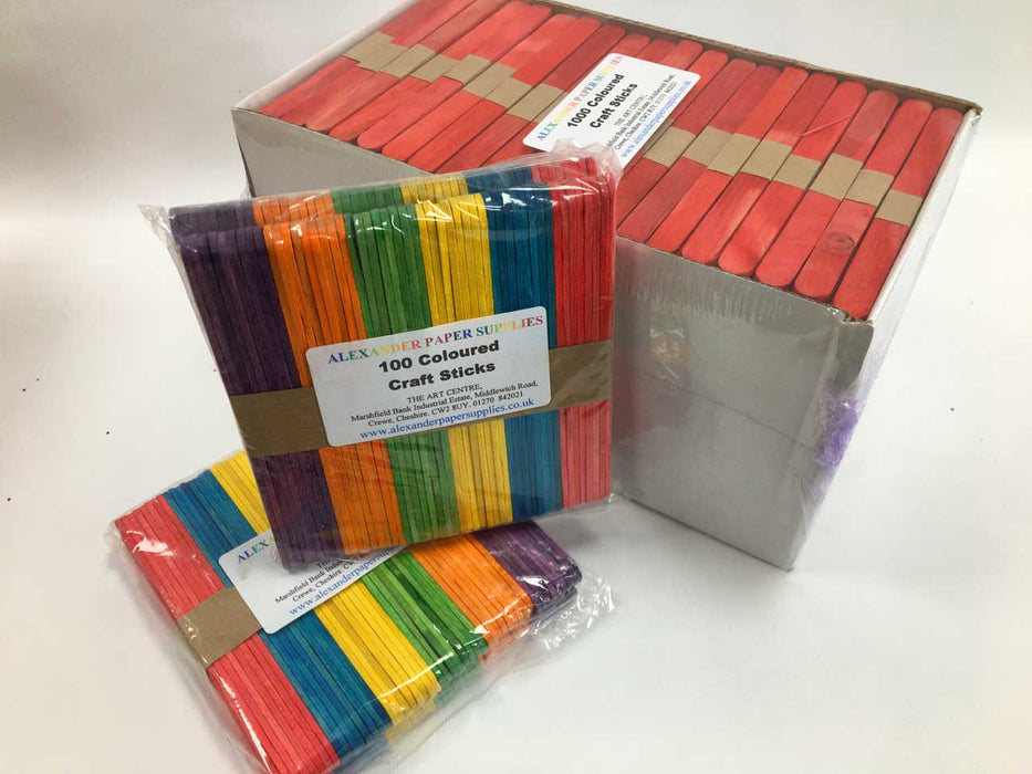 Packs of jumbo coloured lolly sticks
