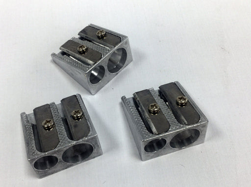 three twin hole metal pencil sharpeners