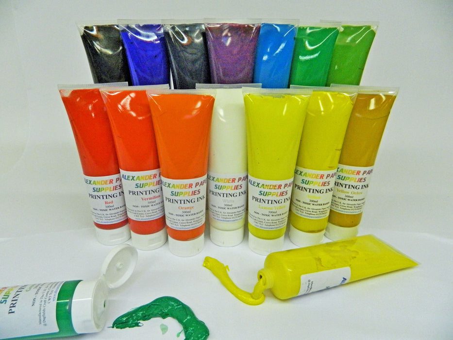Tubes of printing ink assorted colours