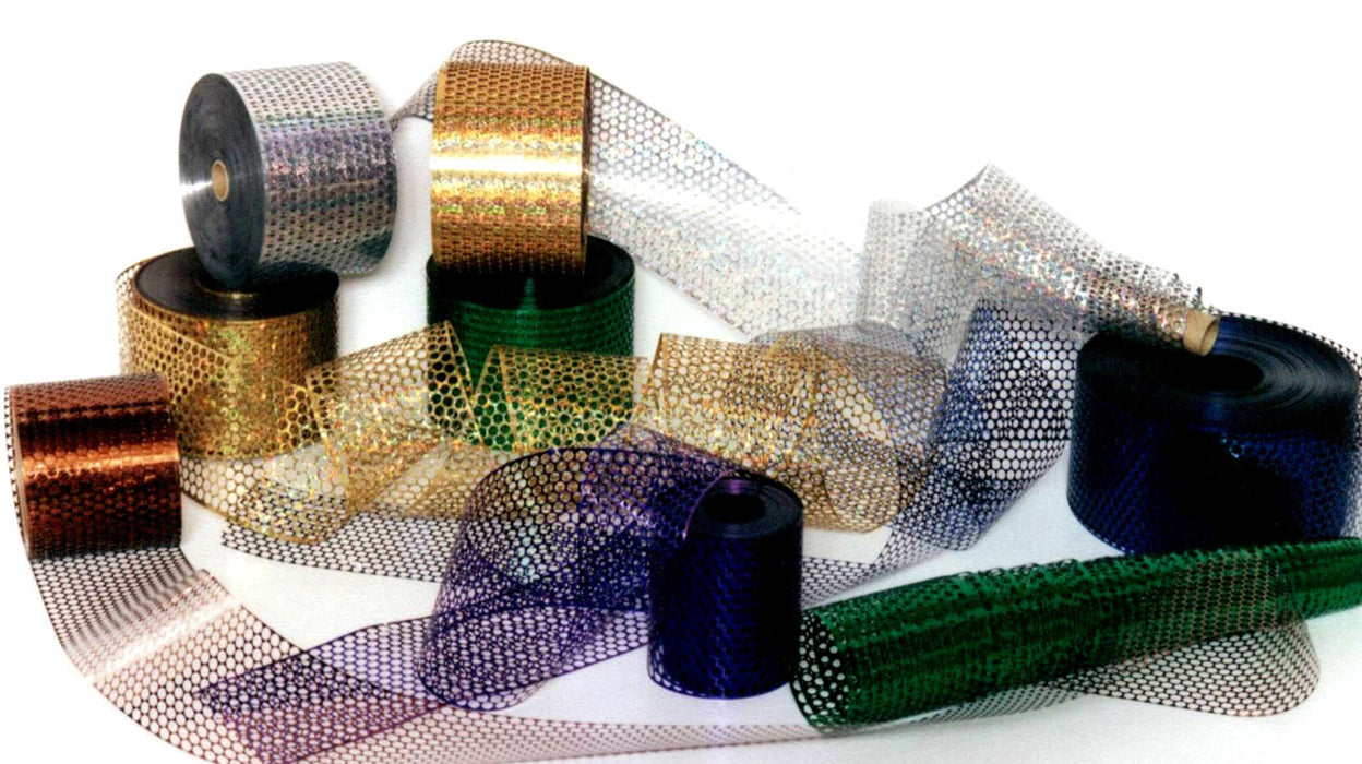 Rolls of Sequin mesh in assorted colours