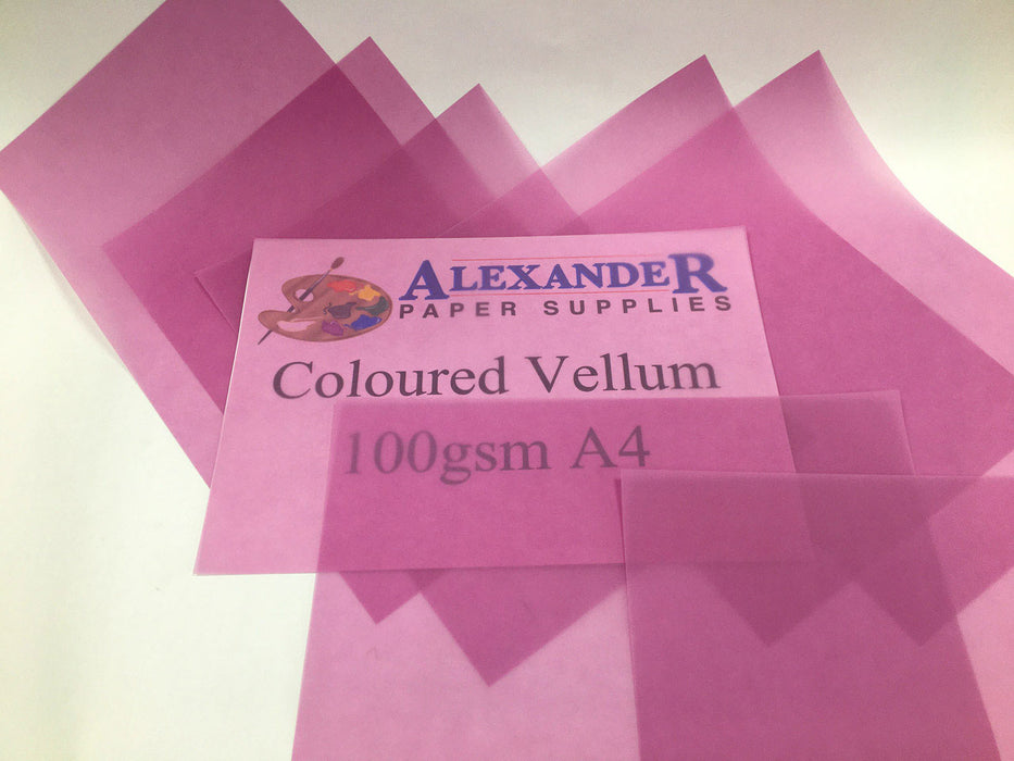 Sheets of pink coloured vellum paper