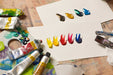 Selection of colours of Acrylic paint squeezed from tubes