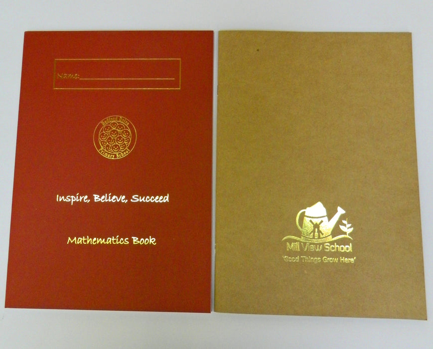 Two sketchbooks with gold foil blocking