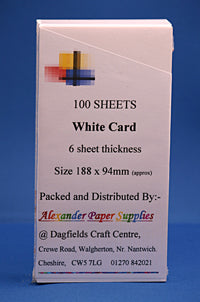 White Card 6 Sheet Thickness 188x94mm