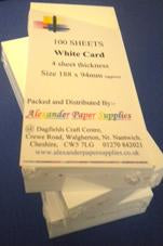 White Card 100 Sheets 188mm x 94mm 4s